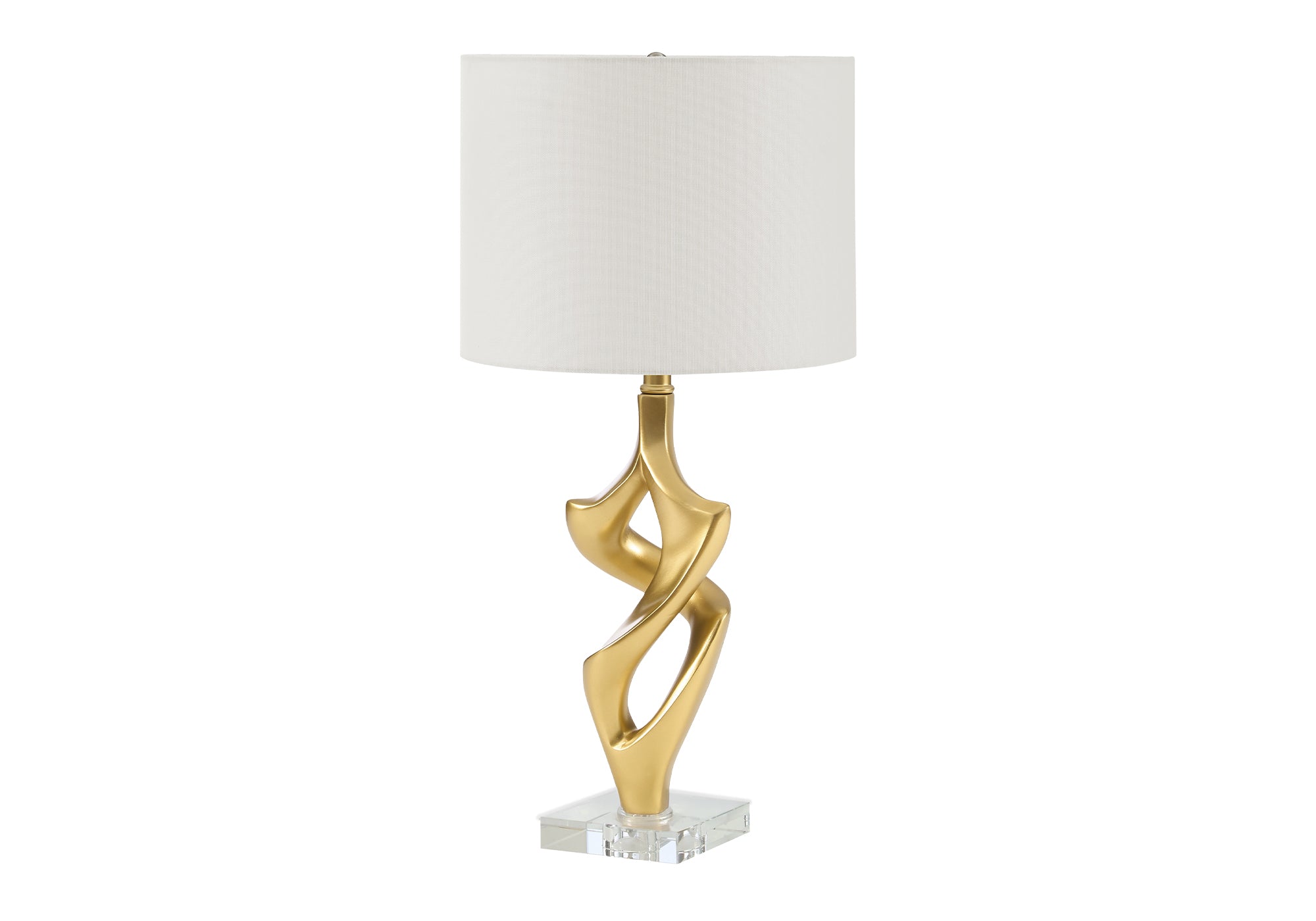 I 9430 - Luminaire, 24''H, Lampe De Table, Résine Dorée, Abat-jour Ivoire / Crème, Contemporain - Simple Boutique