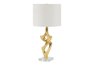 I 9430 - Luminaire, 24''H, Lampe De Table, Résine Dorée, Abat-jour Ivoire / Crème, Contemporain - Simple Boutique