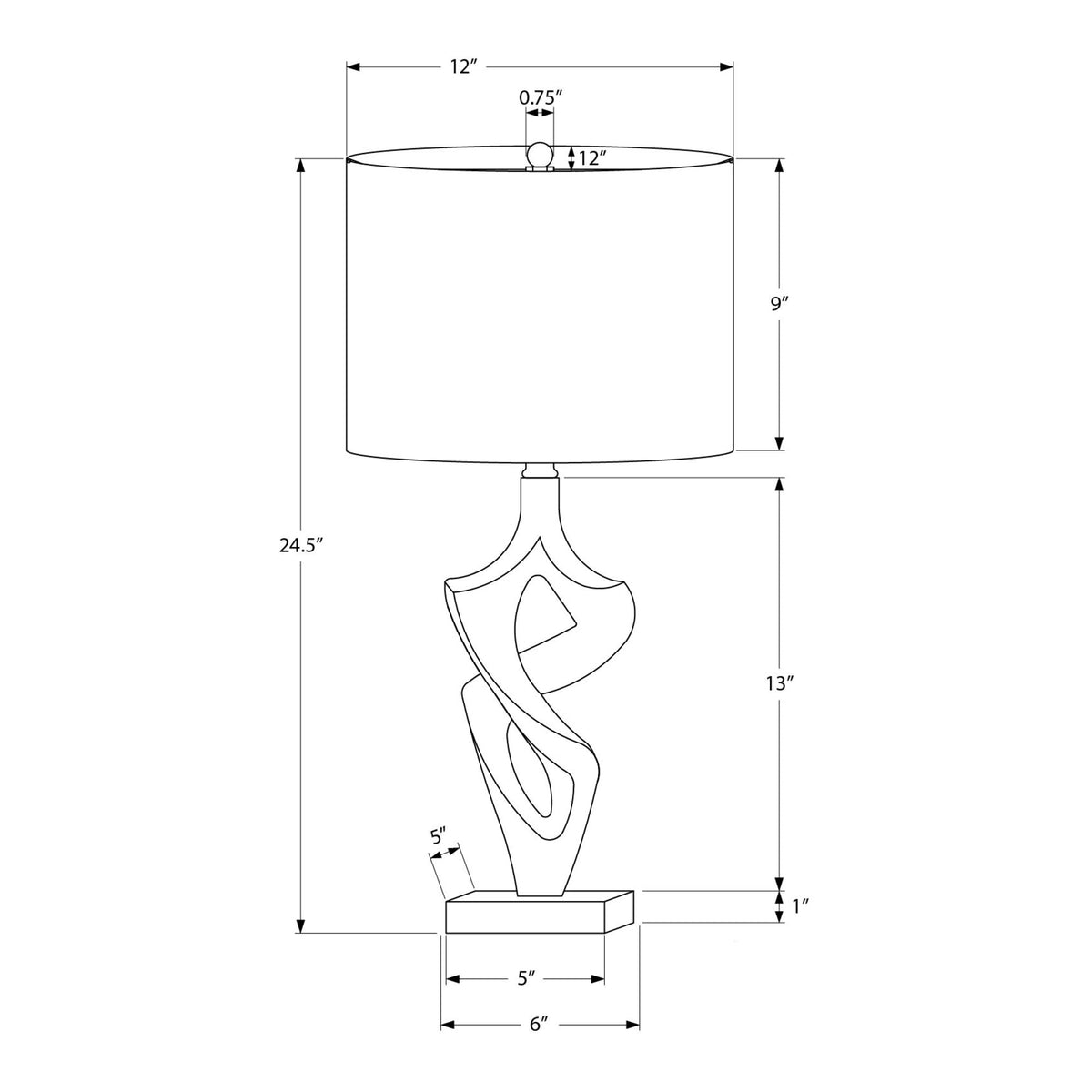 Monarch Specialties I 9430 - Luminaire, 24''H, Lampe De Table, Résine Dorée, Abat-jour Ivoire / Crème, Contemporain - Simple Boutique