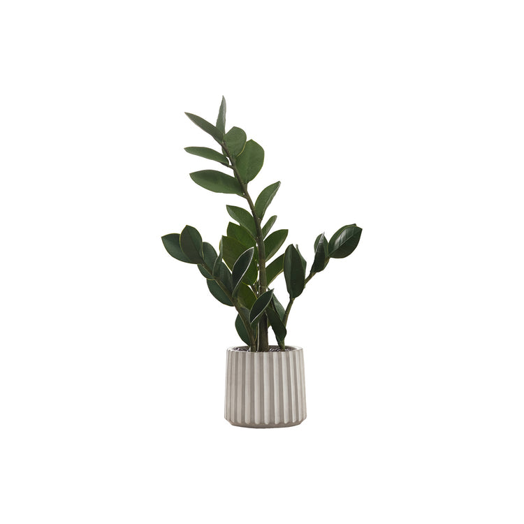 I 9500 - Plante Artificielle, 20" De Haut, Zz, Intérieur, Faux, Faux, Tableau, Verdure, Mis En Pot, Vraie Touche, Décoratif, Feuilles Vertes, Pot De Ciment Gris - Simple Boutique