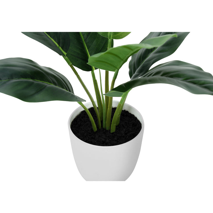 I 9502 - Plante Artificielle, 17" De Haut, Aureum, Intérieur, Faux, Faux, Tableau, Verdure, Mis En Pot, Vraie Touche, Décoratif, Feuilles Vertes, Pot Blanc - Simple Boutique