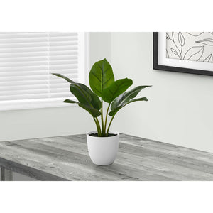 I 9502 - Plante Artificielle, 17" De Haut, Aureum, Intérieur, Faux, Faux, Tableau, Verdure, Mis En Pot, Vraie Touche, Décoratif, Feuilles Vertes, Pot Blanc - Simple Boutique