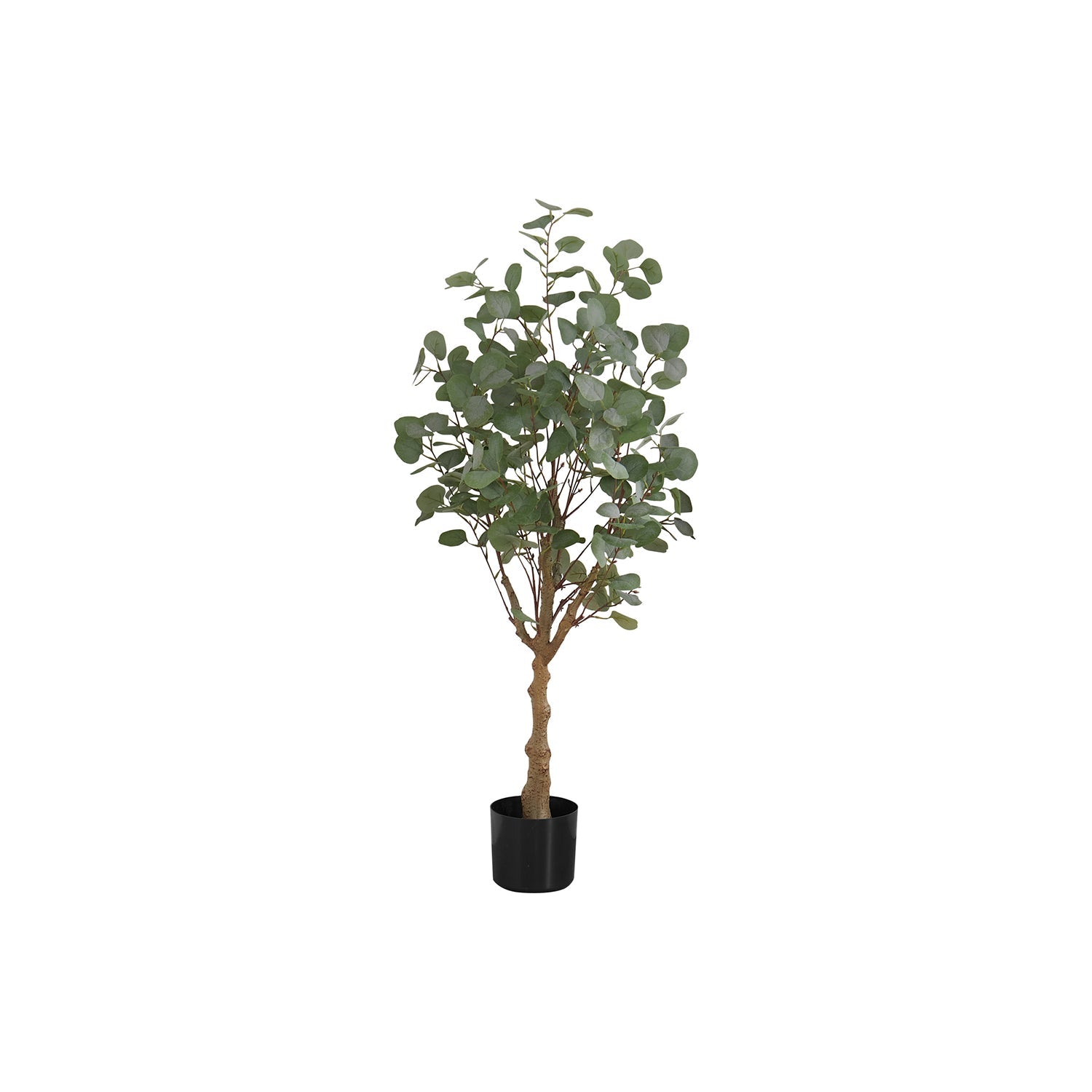 I 9518 - Plante Artificielle, 46" De Haut, Arbre D'eucalyptus, Intérieur, Faux, Faux, Étage, Verdure, Mis En Pot, Décoratif, Feuilles Vertes, Pot Noir - Simple Boutique