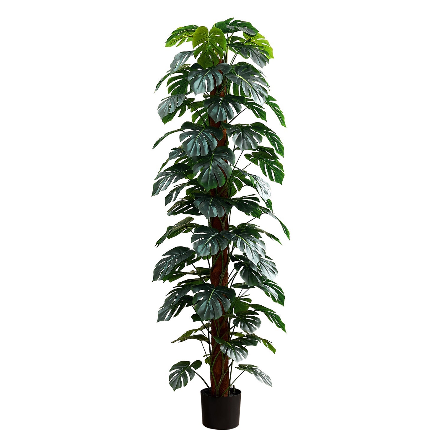 I 9521 - Plante Artificielle, 83" De Hauteur, Arbre Monstera, Plancher, Intérieur, Décoratif, Feuilles Vertes, Pot Noir - Simple Boutique