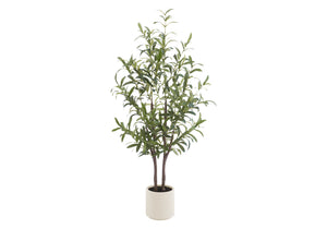 I 9523 - Plante Artificielle, Olivier, 47'' De Haut, Plancher, Décoratif, Intérieur, Faux, Faux, Touche Réelle, Mis En Pot, Pot Beige, Contemporain, Moderne - Simple Boutique