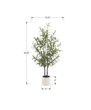 I 9523 - Plante Artificielle, Olivier, 47'' De Haut, Plancher, Décoratif, Intérieur, Faux, Faux, Touche Réelle, Mis En Pot, Pot Beige, Contemporain, Moderne - Simple Boutique