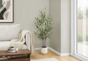 I 9523 - Plante Artificielle, Olivier, 47'' De Haut, Plancher, Décoratif, Intérieur, Faux, Faux, Touche Réelle, Mis En Pot, Pot Beige, Contemporain, Moderne - Simple Boutique