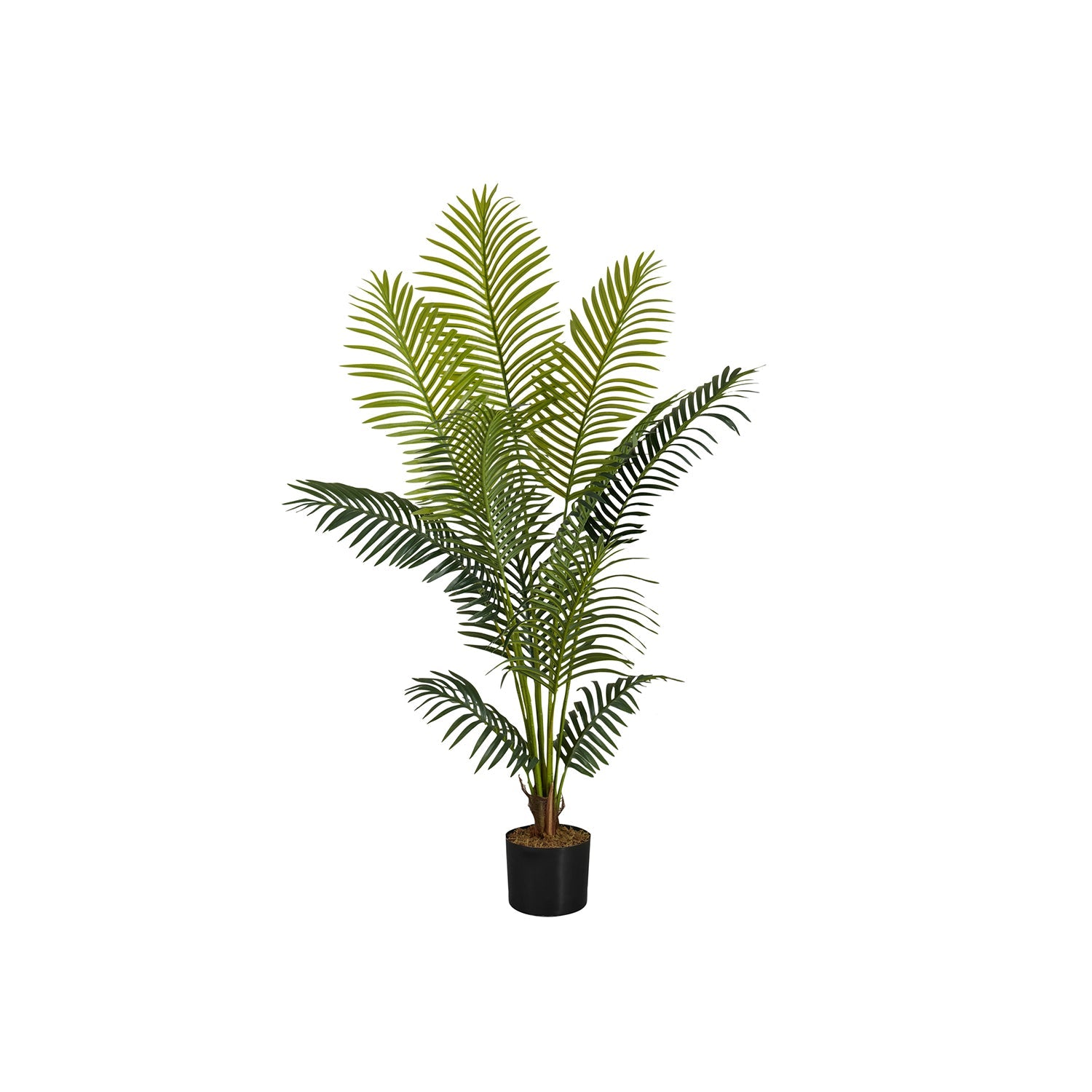 I 9536 - Plante Artificielle, 57" De Haut, Palmier, Intérieur, Faux, Faux, Étage, Verdure, Mis En Pot, Vraie Touche, Décoratif, Feuilles Vertes, Pot Noir - Simple Boutique