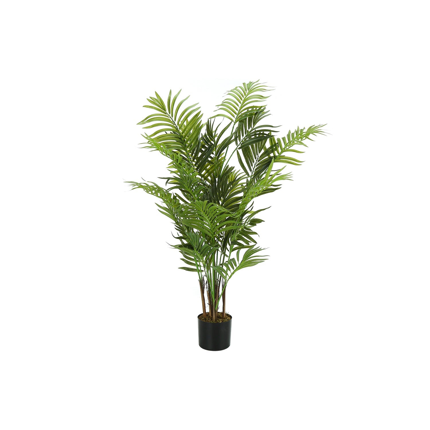 I 9538 - Plante Artificielle, 47" De Haut, Palmier Areca, Intérieur, Faux, Faux, Étage, Verdure, Mis En Pot, Vraie Touche, Décoratif, Feuilles Vertes, Pot Noir - Simple Boutique