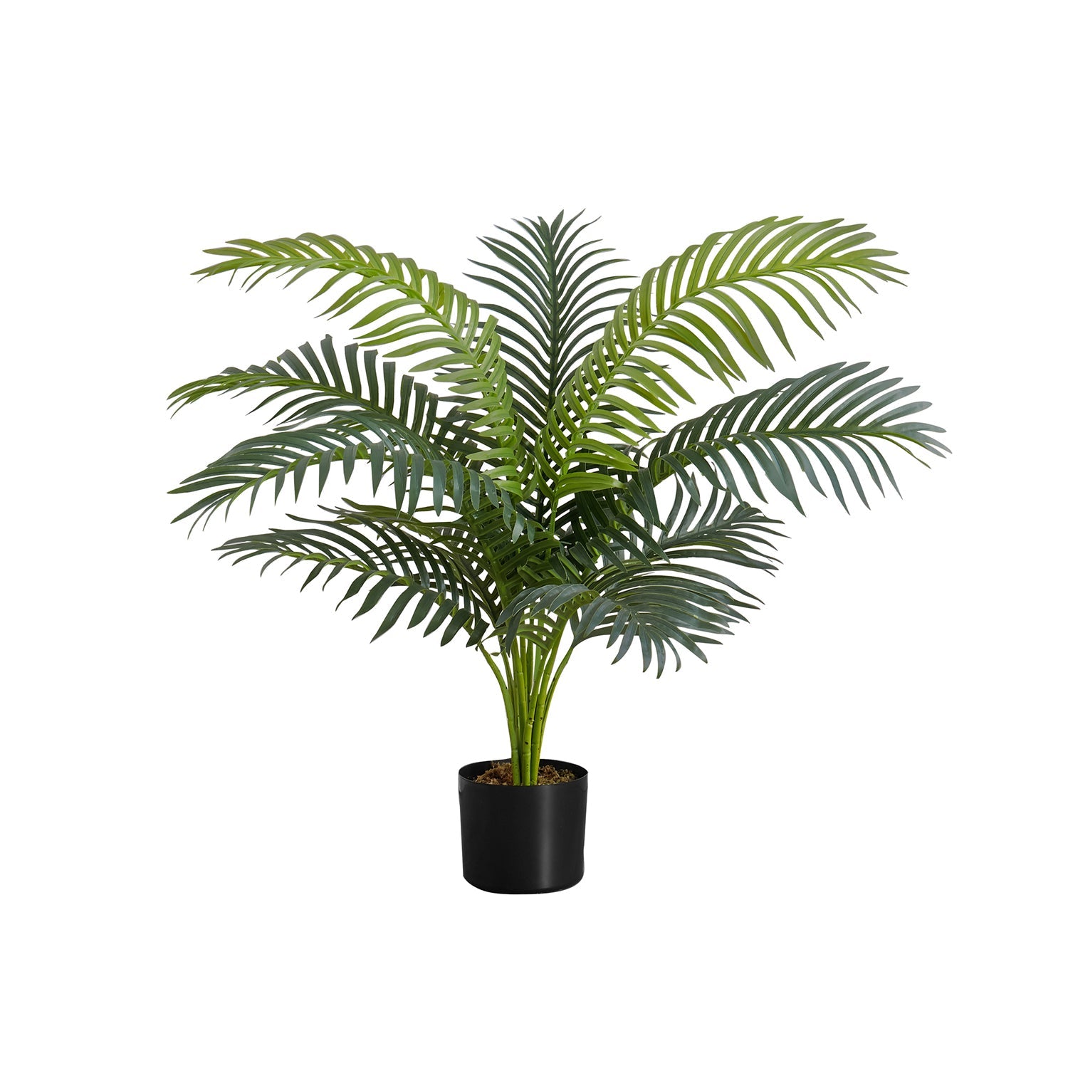 I 9539 - Plante Artificielle, 34" De Haut, Palmier, Intérieur, Faux, Faux, Étage, Verdure, Mis En Pot, Vraie Touche, Décoratif, Feuilles Vertes, Pot Noir - Simple Boutique