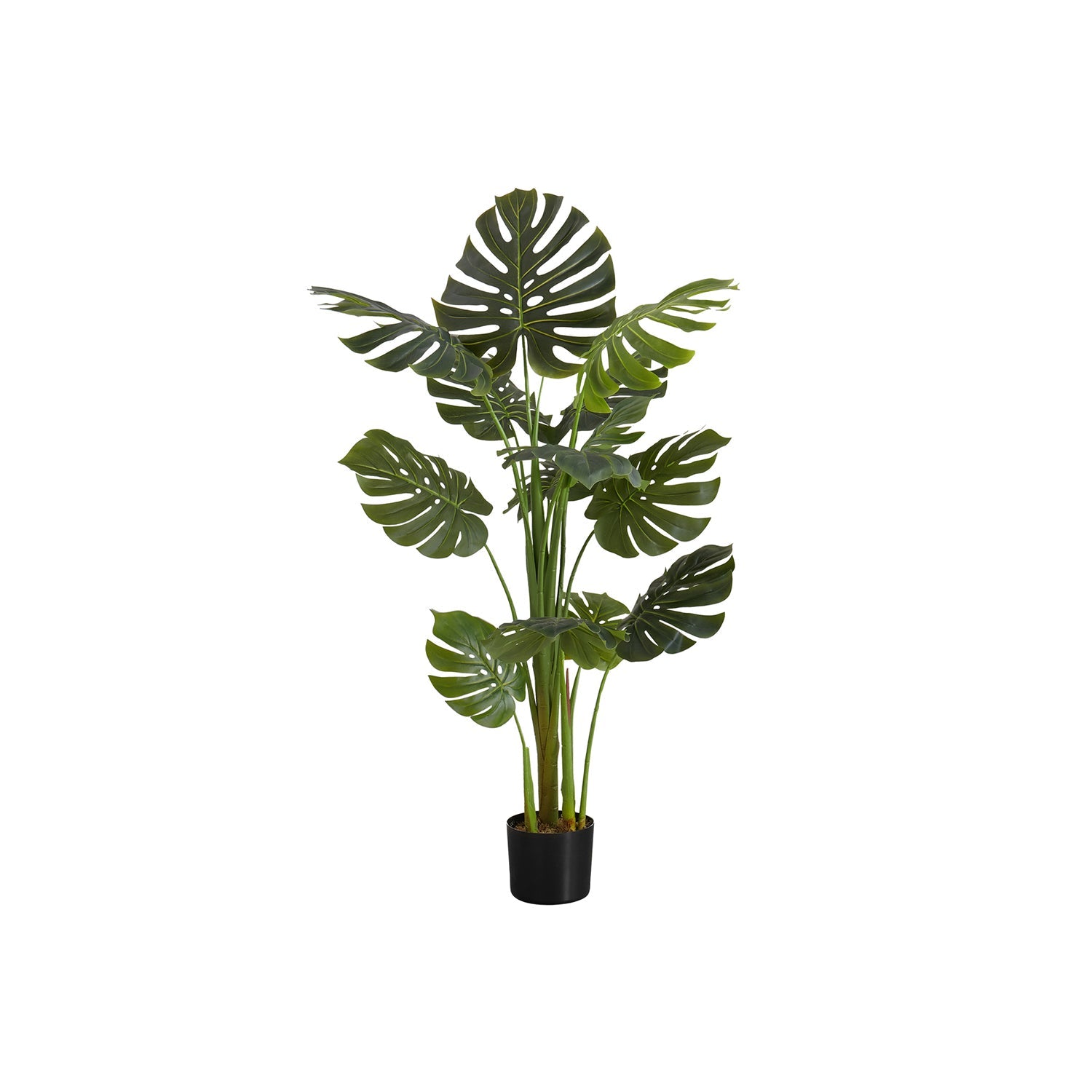I 9548 - Plante Artificielle, 55" De Haut, Arbre Monstera, Intérieur, Faux, Faux, Étage, Verdure, Mis En Pot, Vraie Touche, Décoratif, Feuilles Vertes, Pot Noir - Simple Boutique
