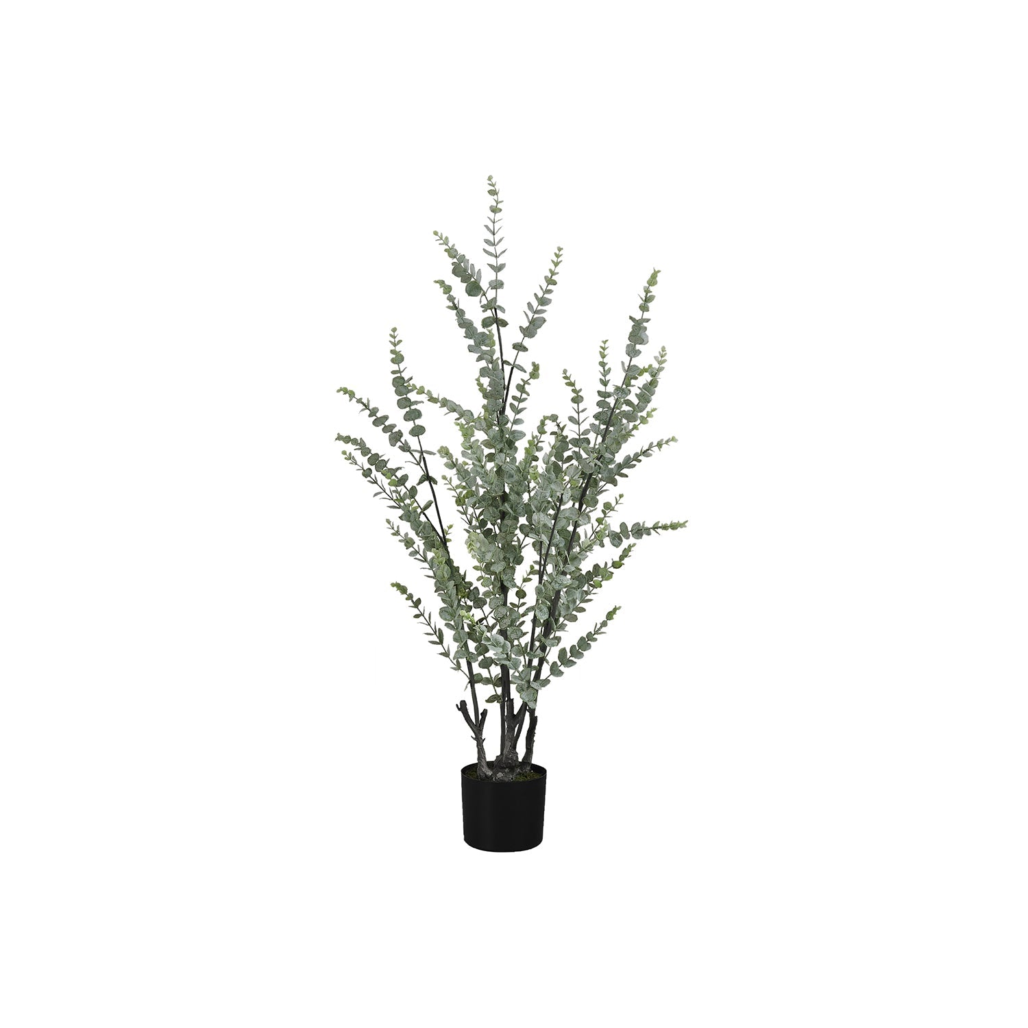 I 9561 - Plante Artificielle, 44" De Haut, Arbre D'eucalyptus, Intérieur, Faux, Faux, Étage, Verdure, Mis En Pot, Vraie Touche, Décoratif, Feuilles Vertes, Pot Noir - Simple Boutique
