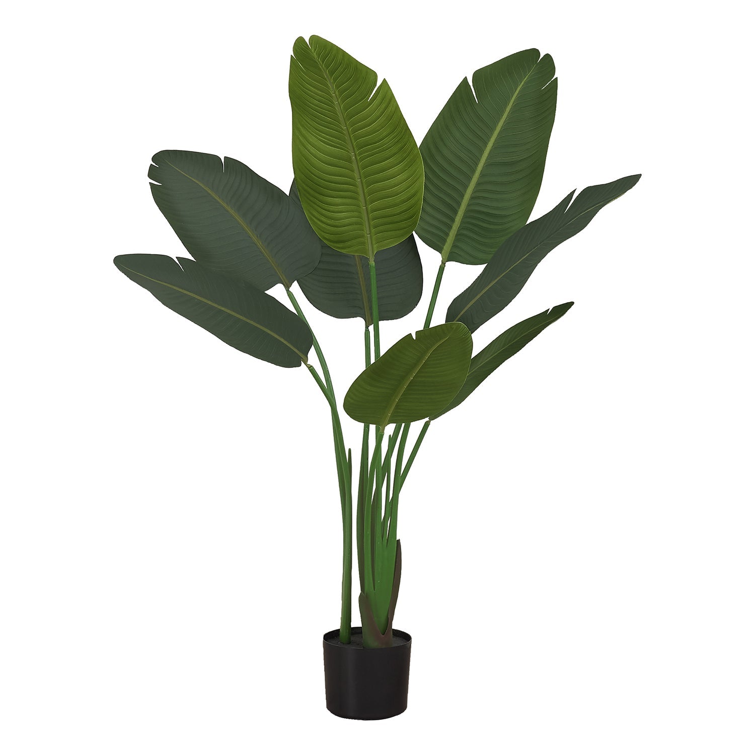I 9569 - Plante Artificielle, 47" De Haut, Arbre Oiseau Du Paradis, Intérieur, Faux, Faux, Étage, Verdure, Mis En Pot, Décoratif, Feuilles Vertes, Pot Noir - Simple Boutique
