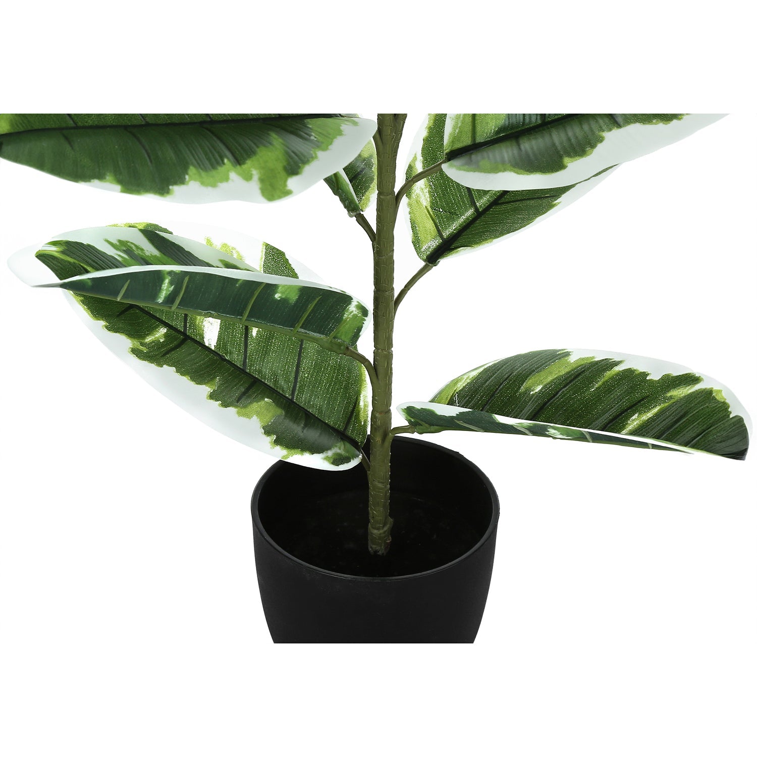 I 9572 - Plante Artificielle, 27" De Haut, Caoutchouc, Intérieur, Faux, Faux, Tableau, Verdure, Mis En Pot, Vraie Touche, Décoratif, Feuilles Vertes, Pot Noir - Simple Boutique