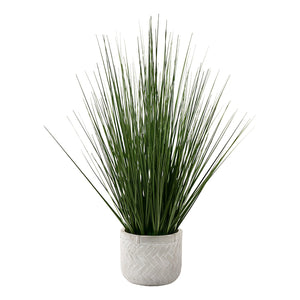 I 9574 - Plante Artificielle, 21" De Haut, Gazon, Intérieur, Faux, Faux, Tableau, Verdure, Mis En Pot, Vraie Touche, Décoratif, Herbe Verte, Pot Blanc - Simple Boutique