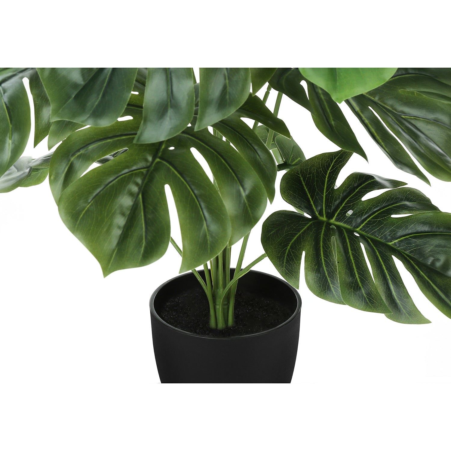 I 9576 - Plante Artificielle, 24" De Haut, Monstera, Intérieur, Faux, Faux, Tableau, Verdure, Mis En Pot, Vraie Touche, Décoratif, Feuilles Vertes, Pot Noir - Simple Boutique
