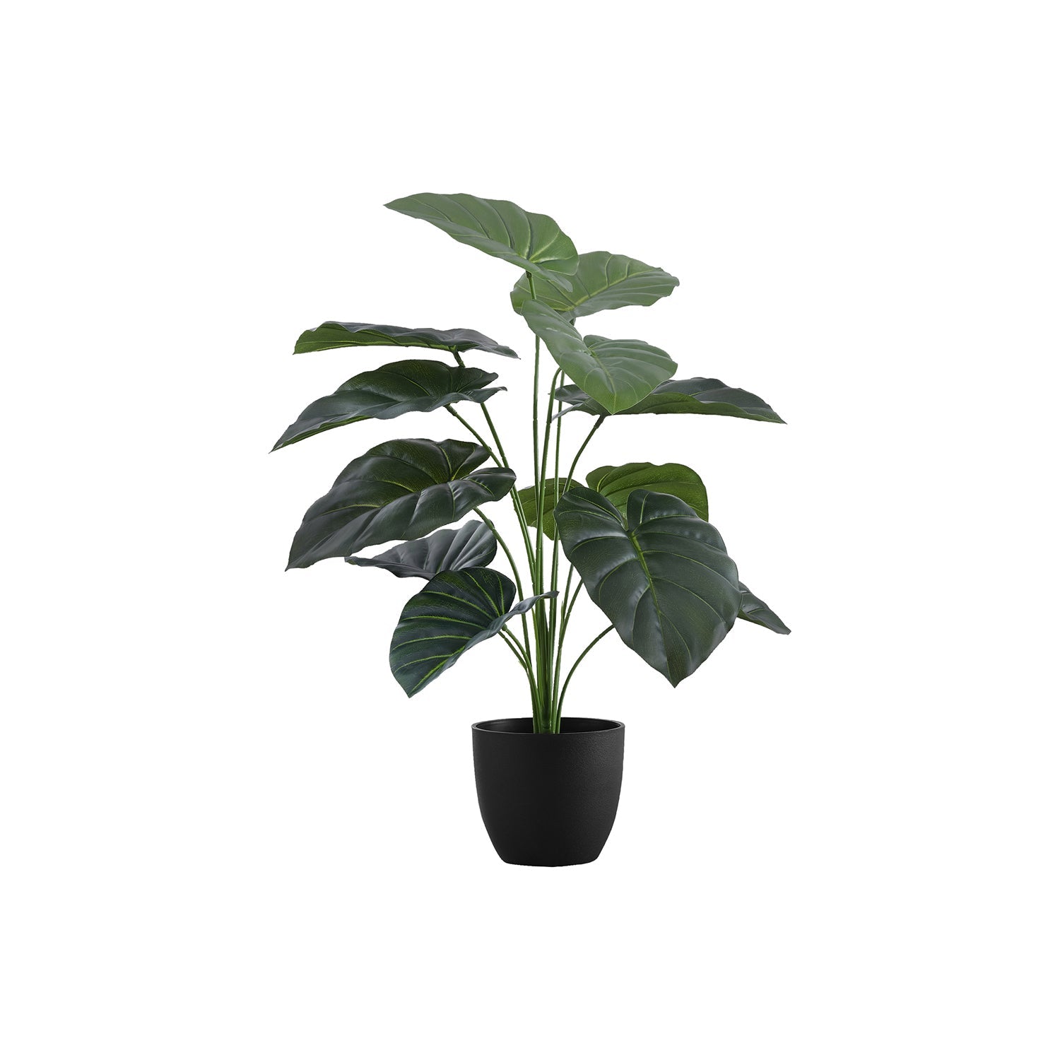 I 9578 - Plante Artificielle, 24" De Haut, Alocasie, Intérieur, Faux, Faux, Tableau, Verdure, Mis En Pot, Vraie Touche, Décoratif, Feuilles Vertes, Pot Noir - Simple Boutique