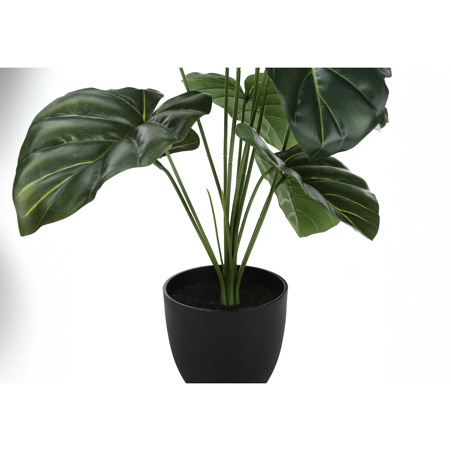 I 9578 - Plante Artificielle, 24" De Haut, Alocasie, Intérieur, Faux, Faux, Tableau, Verdure, Mis En Pot, Vraie Touche, Décoratif, Feuilles Vertes, Pot Noir - Simple Boutique