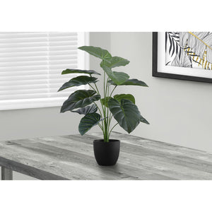 I 9578 - Plante Artificielle, 24" De Haut, Alocasie, Intérieur, Faux, Faux, Tableau, Verdure, Mis En Pot, Vraie Touche, Décoratif, Feuilles Vertes, Pot Noir - Simple Boutique