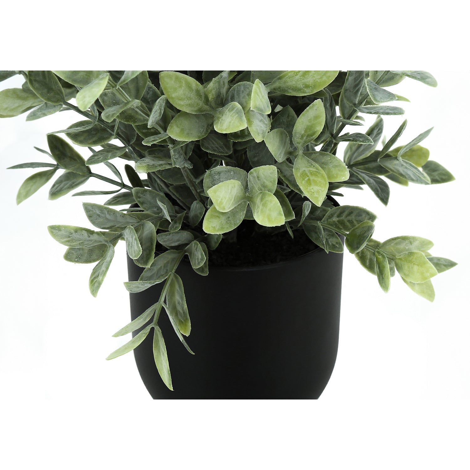I 9580 - Plante Artificielle, 11" De Haut, Herbe D'eucalyptus, Intérieur, Faux, Faux, Tableau, Verdure, Mis En Pot, Lot De 2, Décoratif, Feuilles Vertes, Pots Noirs - Simple Boutique