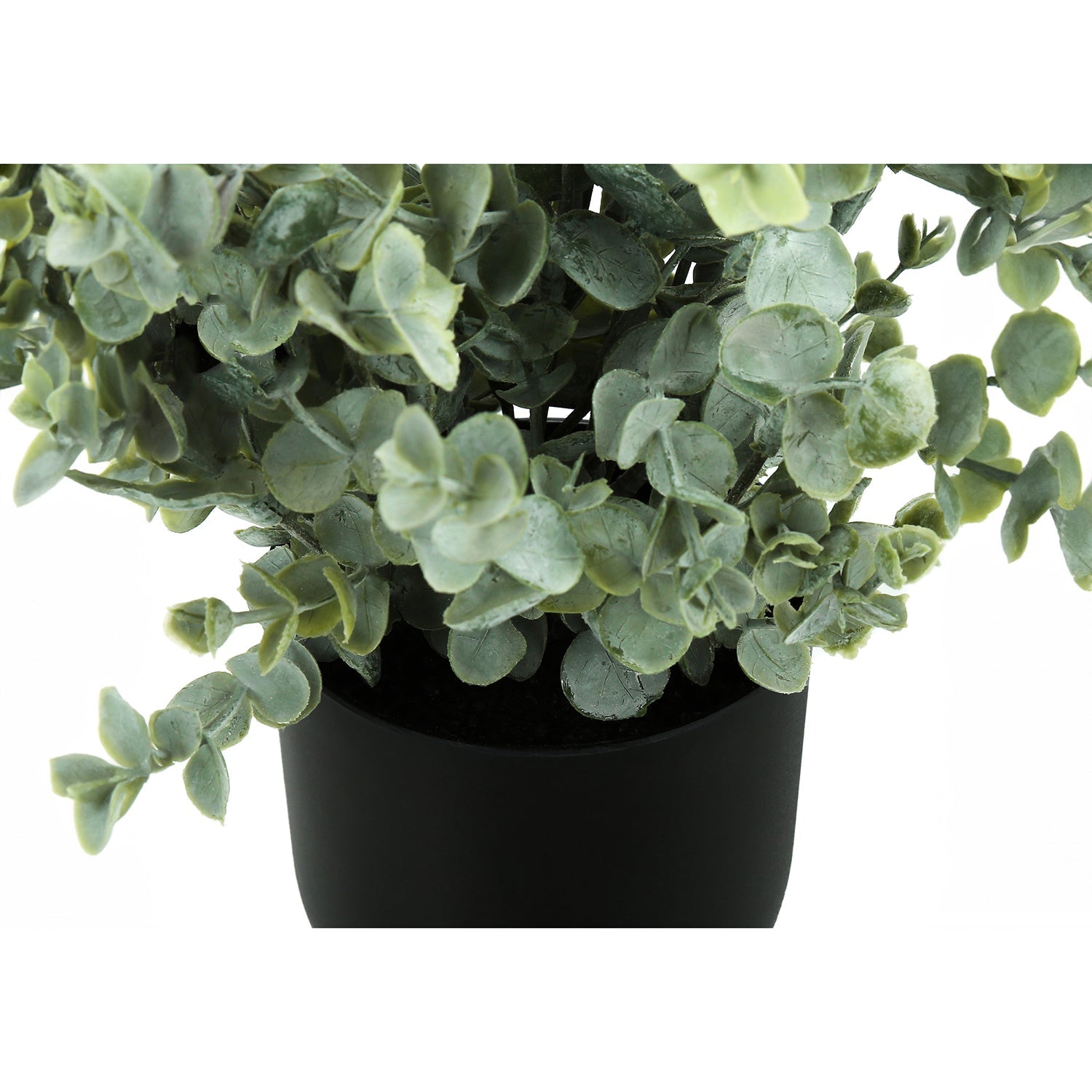 I 9580 - Plante Artificielle, 11" De Haut, Herbe D'eucalyptus, Intérieur, Faux, Faux, Tableau, Verdure, Mis En Pot, Lot De 2, Décoratif, Feuilles Vertes, Pots Noirs - Simple Boutique