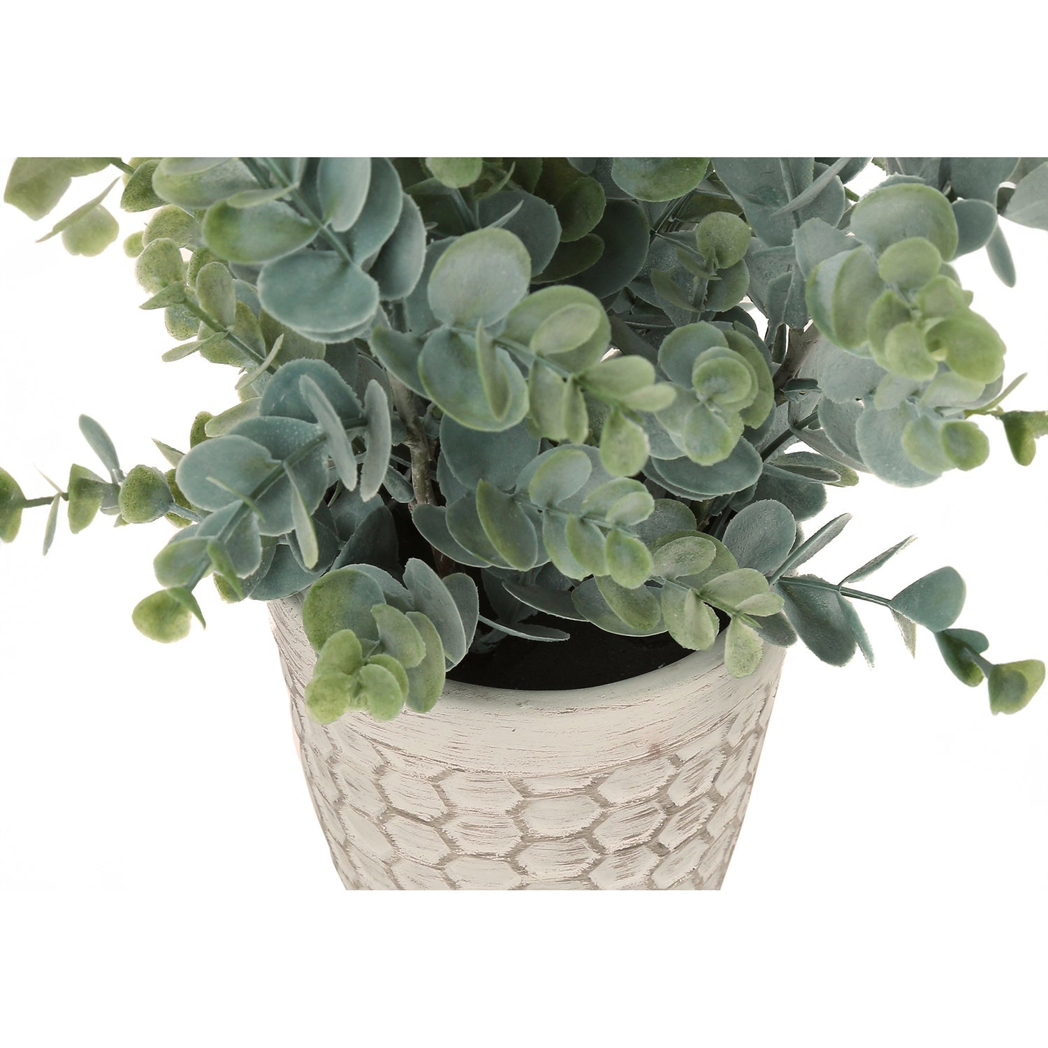 I 9581 - Plante Artificielle, 13" De Haut, Herbe D'eucalyptus, Intérieur, Faux, Faux, Tableau, Verdure, Mis En Pot, Lot De 2, Décoratif, Feuilles Vertes, Pots Blancs - Simple Boutique