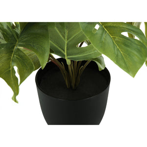 I 9584 - Plante Artificielle, 13" De Haut, Monstera Calathea, Intérieur, Faux, Faux, Tableau, Verdure, Mis En Pot, Lot De 2, Décoratif, Feuilles Vertes, Pots Noirs - Simple Boutique