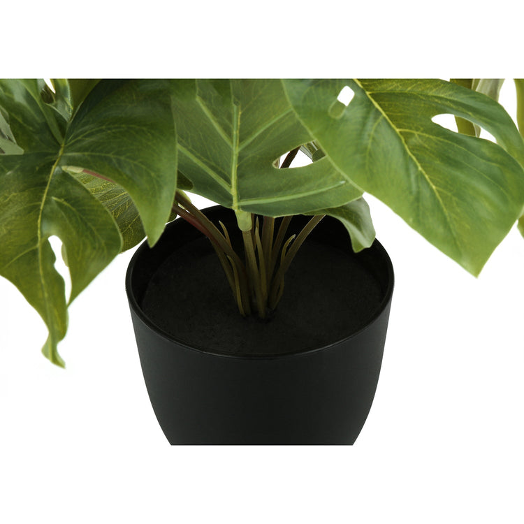 I 9584 - Plante Artificielle, 13" De Haut, Monstera Calathea, Intérieur, Faux, Faux, Tableau, Verdure, Mis En Pot, Lot De 2, Décoratif, Feuilles Vertes, Pots Noirs - Simple Boutique