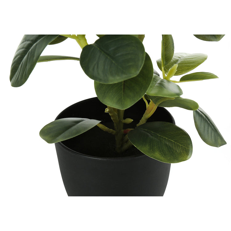 I 9585 - Plante Artificielle, 14" De Haut, Ficus, Intérieur, Faux, Faux, Tableau, Verdure, Mis En Pot, Lot De 2, Décoratif, Feuilles Vertes, Pots Noirs - Simple Boutique