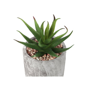 I 9586 - Plante Artificielle, 6" De Haut, Succulent, Intérieur, Faux, Faux, Tableau, Verdure, Mis En Pot, Lot De 2, Décoratif, Feuilles Vertes, Poterie De Ciment Gris - Simple Boutique