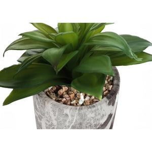 I 9586 - Plante Artificielle, 6" De Haut, Succulent, Intérieur, Faux, Faux, Tableau, Verdure, Mis En Pot, Lot De 2, Décoratif, Feuilles Vertes, Poterie De Ciment Gris - Simple Boutique