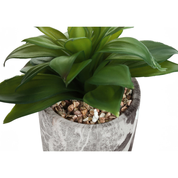 I 9586 - Plante Artificielle, 6" De Haut, Succulent, Intérieur, Faux, Faux, Tableau, Verdure, Mis En Pot, Lot De 2, Décoratif, Feuilles Vertes, Poterie De Ciment Gris - Simple Boutique