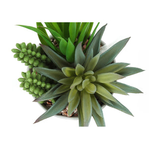 I 9588 - Plante Artificielle, 7" De Haut, Succulent, Intérieur, Faux, Faux, Tableau, Verdure, Mis En Pot, Lot De 2, Décoratif, Plantes Vertes, Pots Céramiques Blancs - Simple Boutique