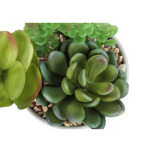 I 9588 - Plante Artificielle, 7" De Haut, Succulent, Intérieur, Faux, Faux, Tableau, Verdure, Mis En Pot, Lot De 2, Décoratif, Plantes Vertes, Pots Céramiques Blancs - Simple Boutique