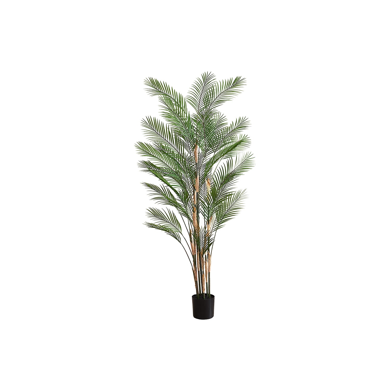 I 9590 - Plante Artificielle, 83" De Hauteur, Palmier, Décoratif, Plancher, Intérieur, Mis En Pot, Touche Réelle, Feuilles Vertes, Pot Noir - Simple Boutique