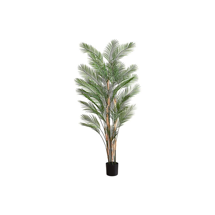 I 9590 - Plante Artificielle, 83" De Hauteur, Palmier, Décoratif, Plancher, Intérieur, Mis En Pot, Touche Réelle, Feuilles Vertes, Pot Noir - Simple Boutique