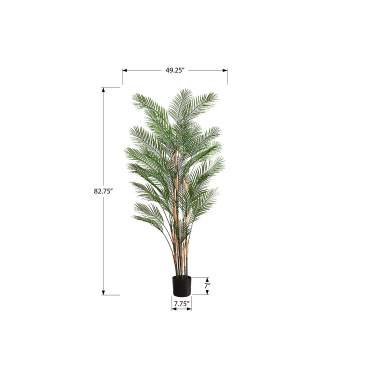 I 9590 - Plante Artificielle, 83" De Hauteur, Palmier, Décoratif, Plancher, Intérieur, Mis En Pot, Touche Réelle, Feuilles Vertes, Pot Noir - Simple Boutique