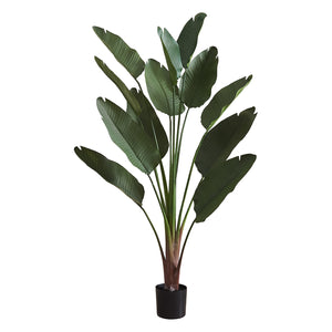 I 9591 - Plante Artificielle, 83" De Hauteur, Intérieur, Décoratif, Plancher, Palmier, Touche Réelle, Feuilles Vertes, Pot Noir - Simple Boutique