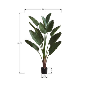 I 9591 - Plante Artificielle, 83" De Hauteur, Intérieur, Décoratif, Plancher, Palmier, Touche Réelle, Feuilles Vertes, Pot Noir - Simple Boutique