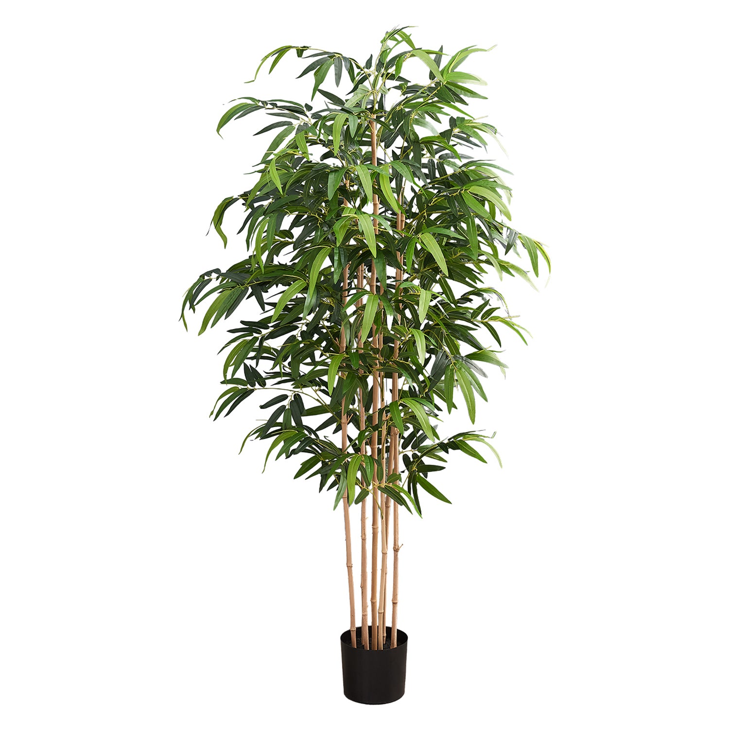 I 9592 - Plante Artificielle, 83" De Hauteur, Arbre À Bambou, Plancher, Intérieur, Mis En Pot, Touche Réelle, Feuilles Vertes, Pot Noir - Simple Boutique