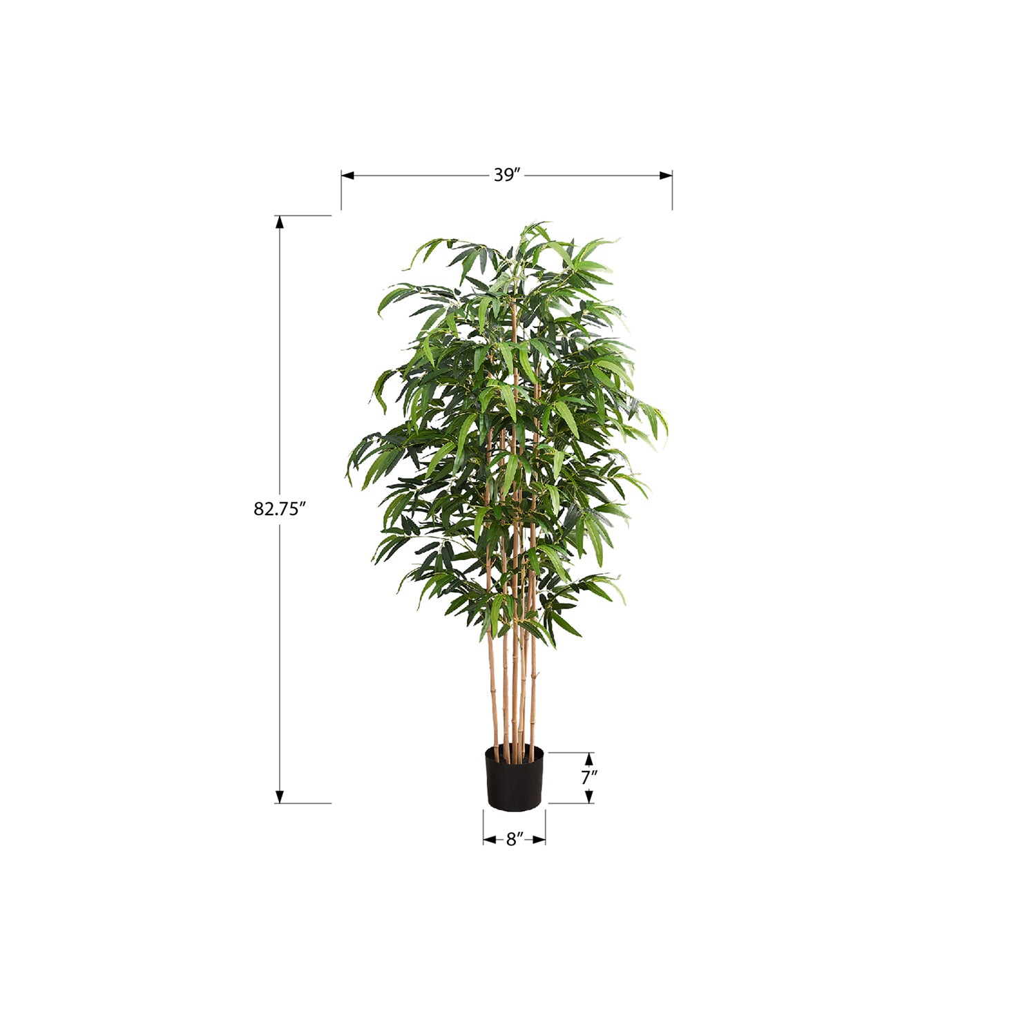 I 9592 - Plante Artificielle, 83" De Hauteur, Arbre À Bambou, Plancher, Intérieur, Mis En Pot, Touche Réelle, Feuilles Vertes, Pot Noir - Simple Boutique