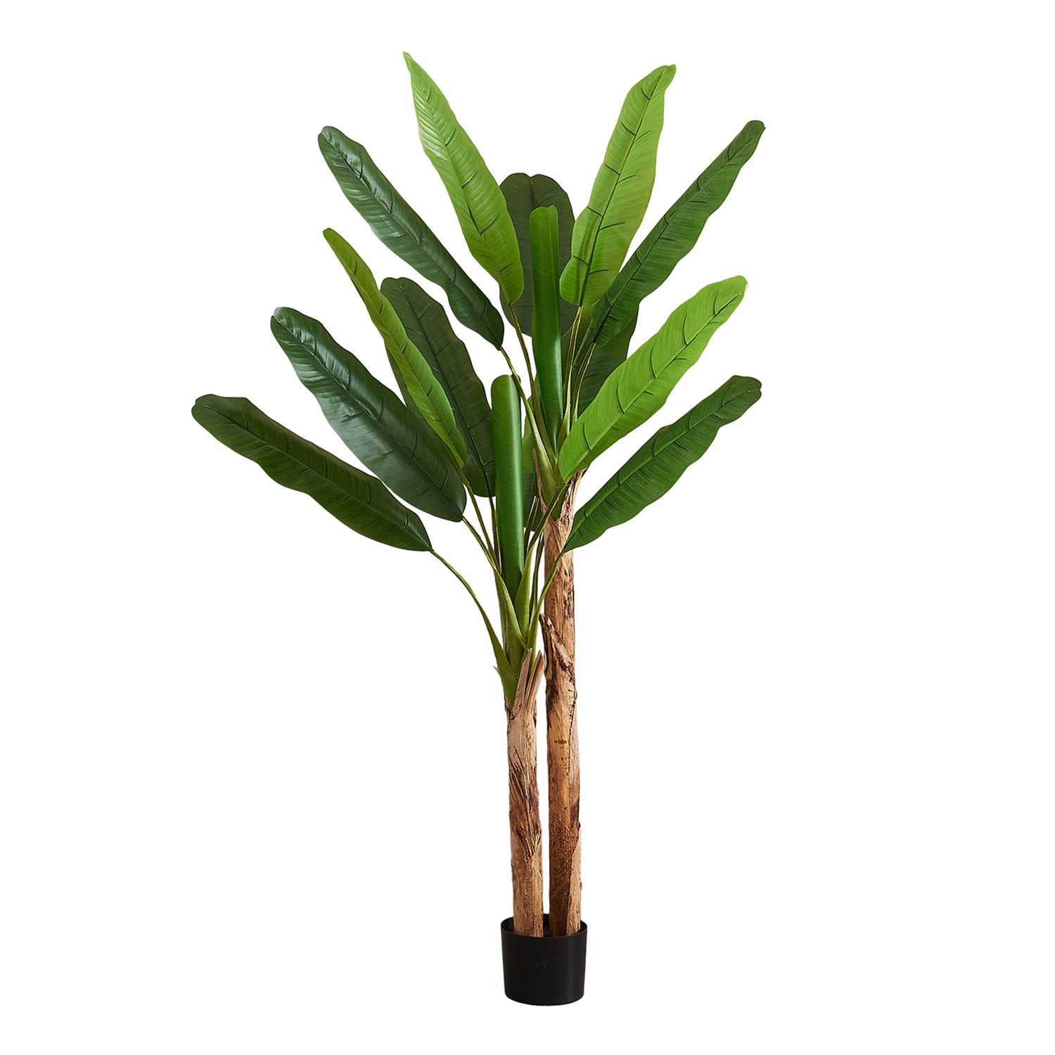 I 9593 - Plante Artificielle, 83" De Hauteur, Bananier, Intérieur, Décoratif, Faux, Plancher, Mis En Pot, Touche Réelle, Feuilles Vertes, Pot Noir - Simple Boutique