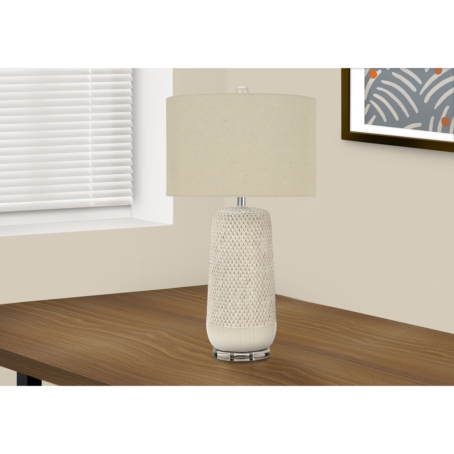 I 9605 - Luminaire, 31"H, Lampe De Table, Crème, Tons Beige, Contemporain - Simple Boutique