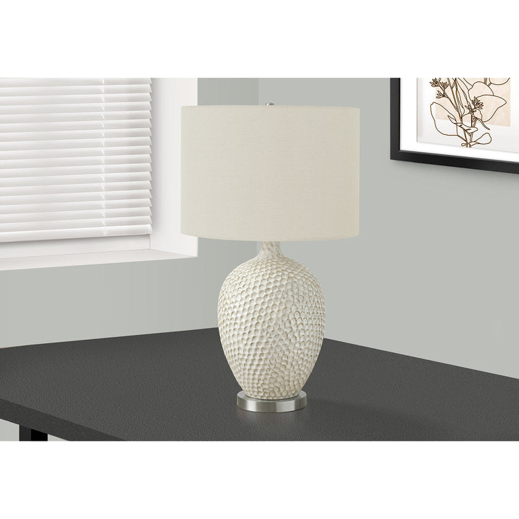 I 9607 - Luminaire, 28"H, Lampe De Table, Crème, Abat-jour Ivoire / Crème, Contemporain - Simple Boutique