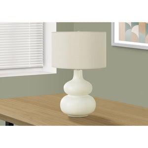 I 9608 - Luminaire, 25"H, Lampe De Table, Abat-jour Ivoire / Crème, Crème, Contemporain - Simple Boutique