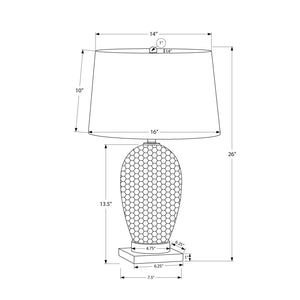 I 9610 - Luminaire, 26"H, Lampe De Table, Céramique Blanche, Abat-jour Ivoire / Crème, Transitionnel - Simple Boutique