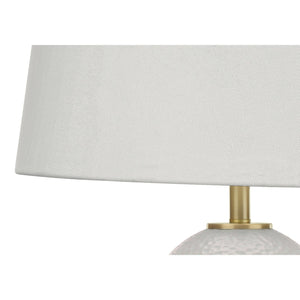 I 9610 - Luminaire, 26"H, Lampe De Table, Céramique Blanche, Abat-jour Ivoire / Crème, Transitionnel - Simple Boutique