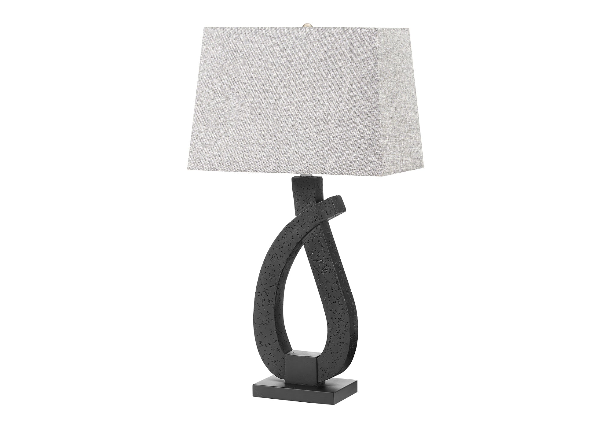 I 9611 - Luminaire, 30''H, Lampe De Table, Résine Noire, Abat-jour Gris, Contemporain - Simple Boutique