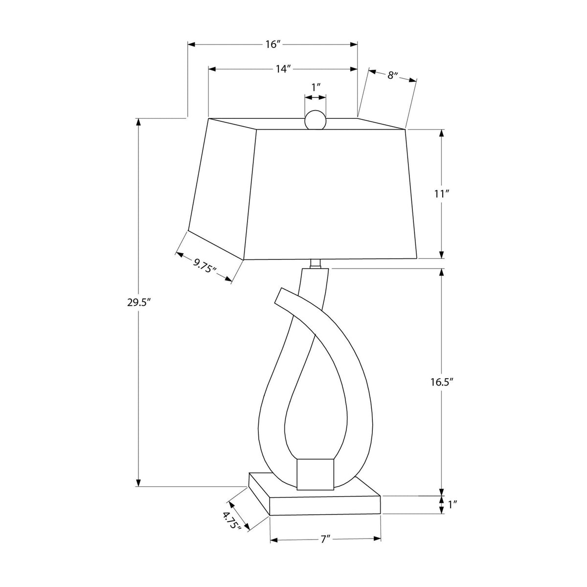 Monarch Specialties I 9611 - Luminaire, 30''H, Lampe De Table, Résine Noire, Abat-jour Gris, Contemporain - Simple Boutique
