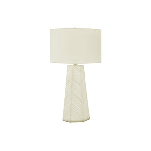 I 9614 - Luminaire, 29"H, Lampe De Table, Céramique Blanche, Abat-jour Ivoire / Crème, Contemporain - Simple Boutique